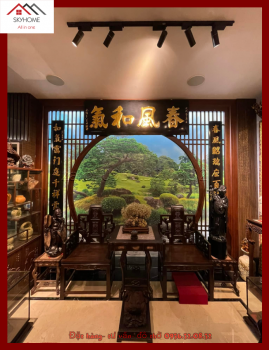 Hoành phi câu đối phòng thờ phun PU điểm sơn thếp